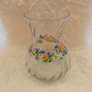 Glasvas, vriden med dekor S
